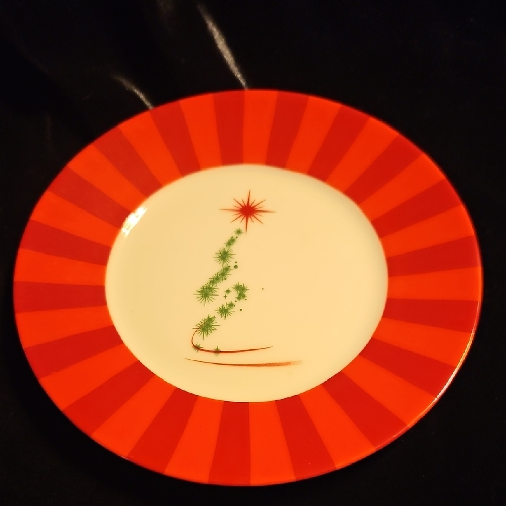 Festive Red and White Christmas Plate